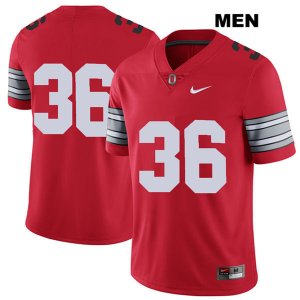 Men's NCAA Ohio State Buckeyes K'Vaughan Pope #36 College Stitched 2018 Spring Game No Name Authentic Nike Red Football Jersey UT20W83DE